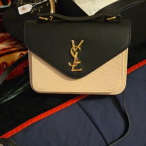Yves Saint Laurent Black and Tan Crossbody Bag
